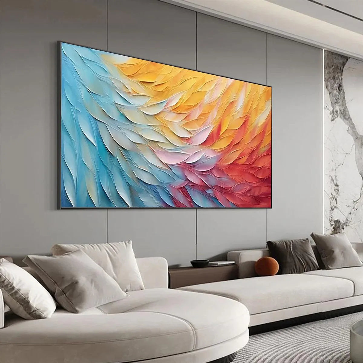 GOLDEN WAVES: Textured Abstract Painting, Horizontal Wall Art