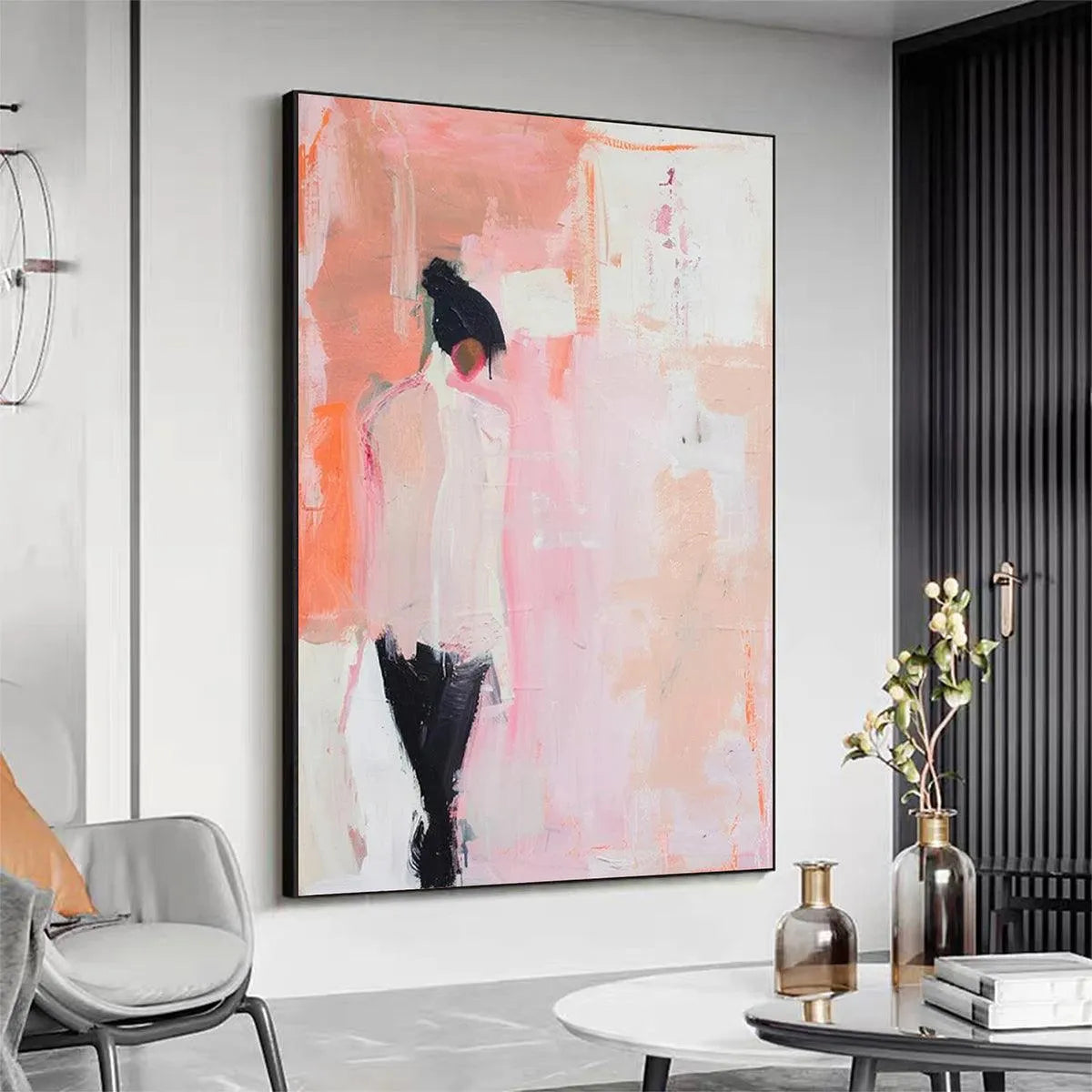 PINK ABSTRACT: Figurative Painting, Pastel Wall Art, Modern Decor, Vertical Canvas