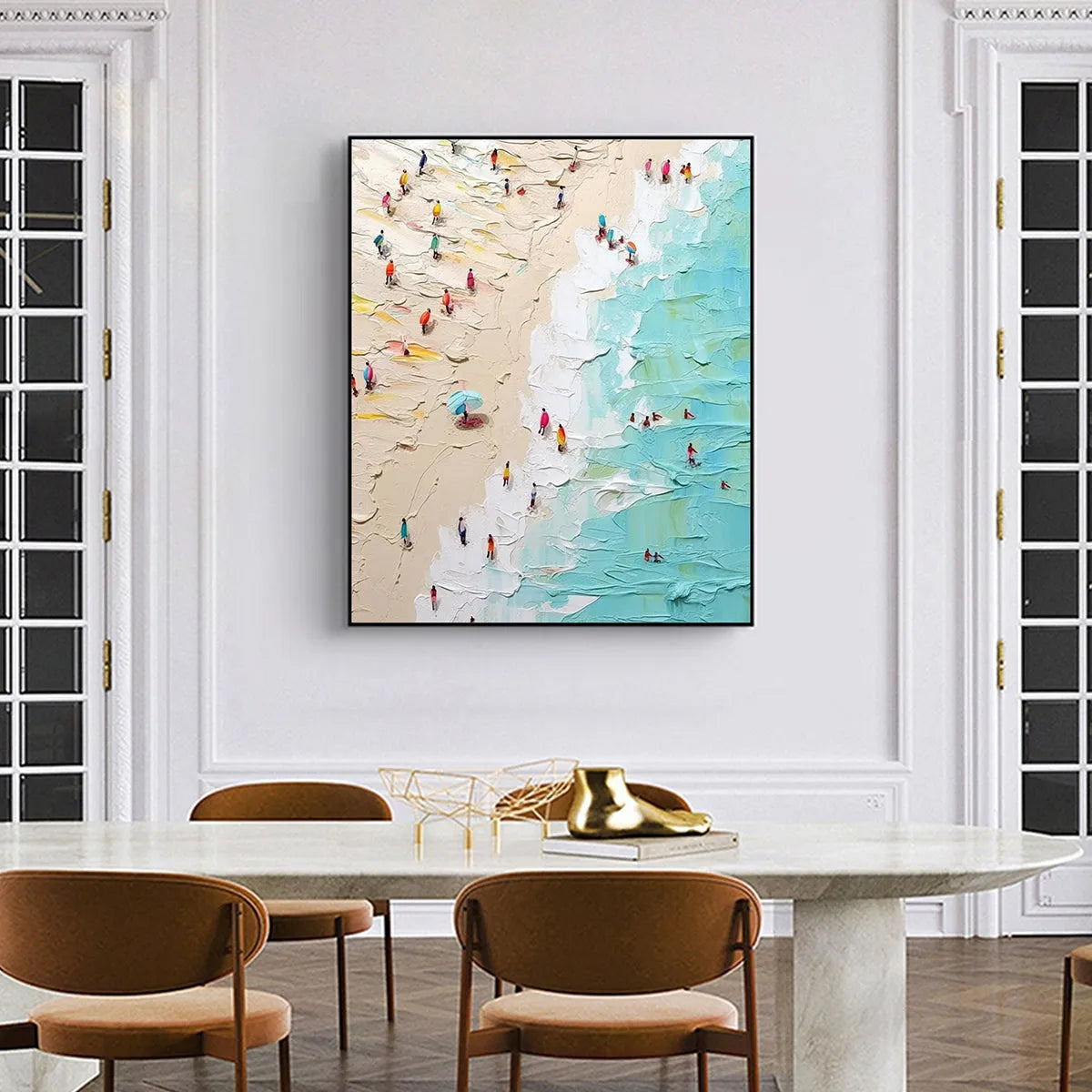 SUMMER HOLIDAY: Colorful Impasto Beach Scene Oil Painting