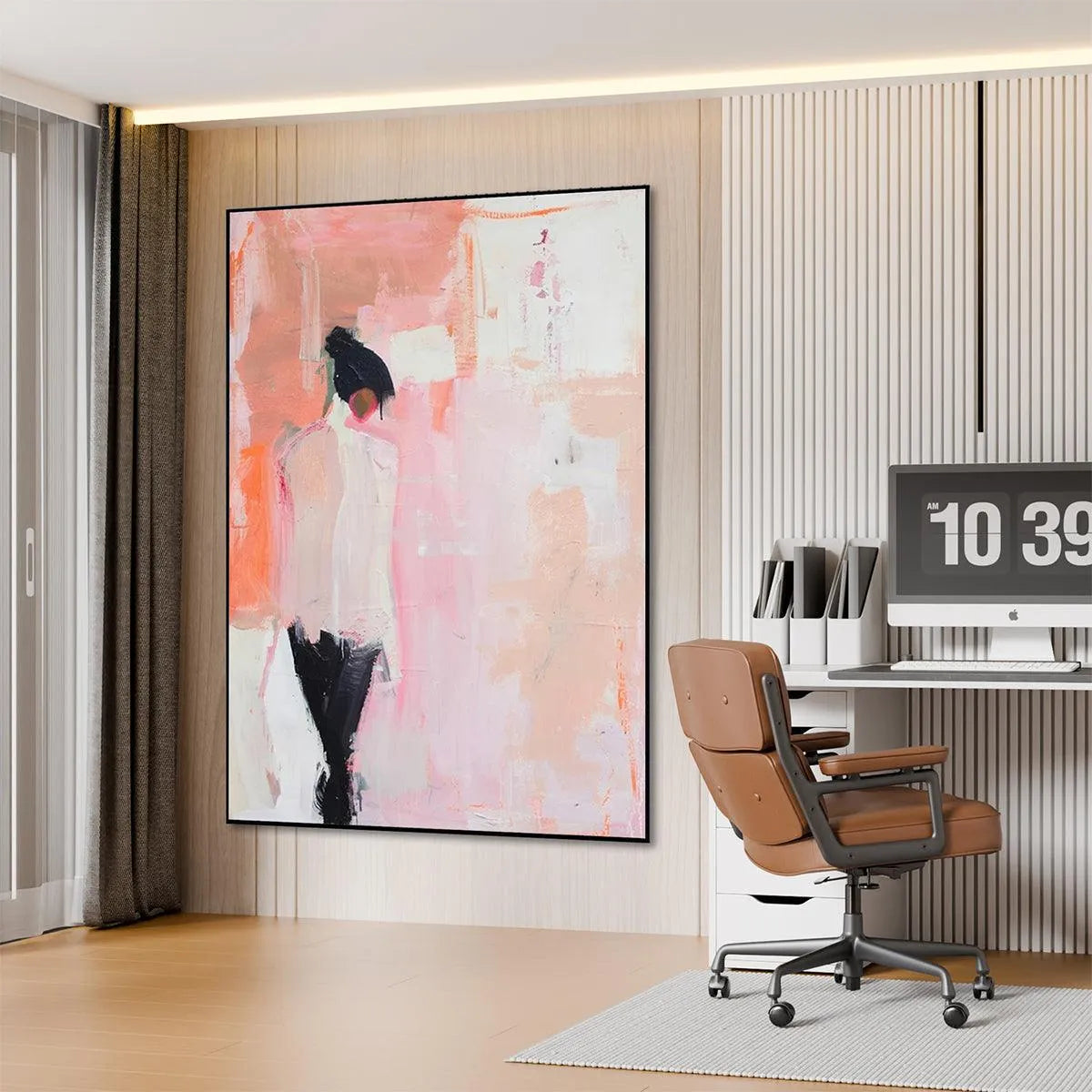 PINK ABSTRACT: Figurative Painting, Pastel Wall Art, Modern Decor, Vertical Canvas