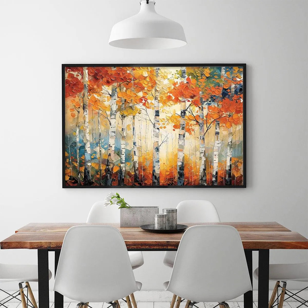 AUTUMN ASPEN: Textured Forest Painting, Impasto Wall Art, Horizontal Canvas, Fall Decor