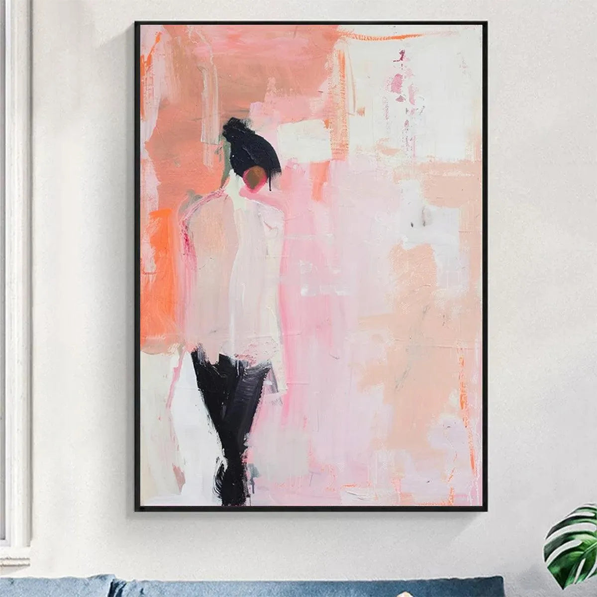 PINK ABSTRACT: Figurative Painting, Pastel Wall Art, Modern Decor, Vertical Canvas