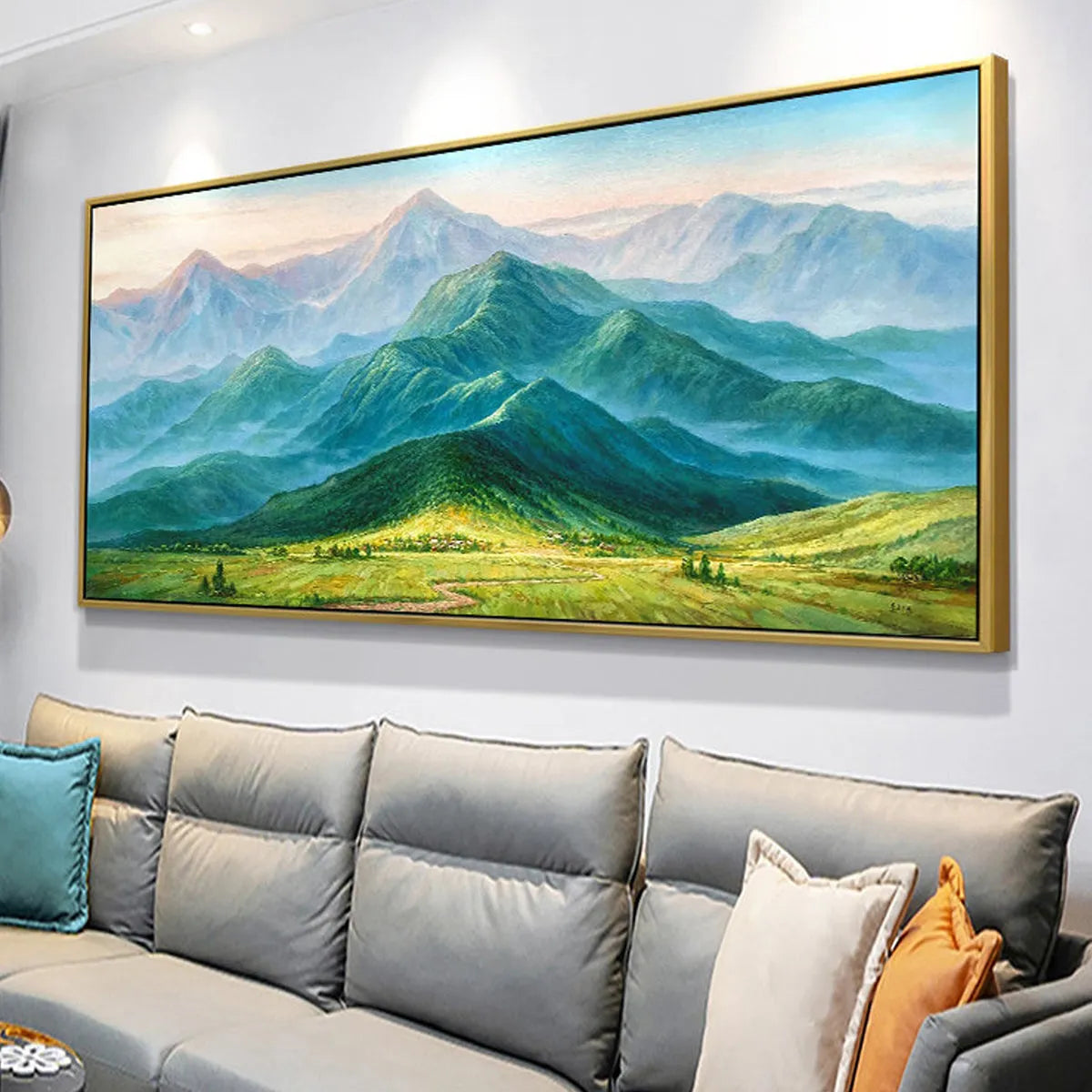 EMERALD VALLEY VISTA: Panoramic Mountain Landscape Oil Painting