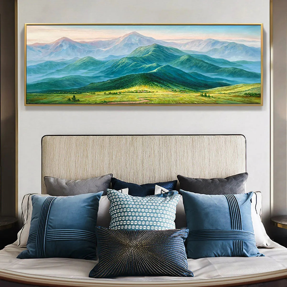 EMERALD VALLEY VISTA: Panoramic Mountain Landscape Oil Painting