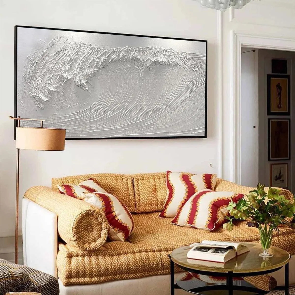 FROZEN TIDE: Textured White Wave Painting