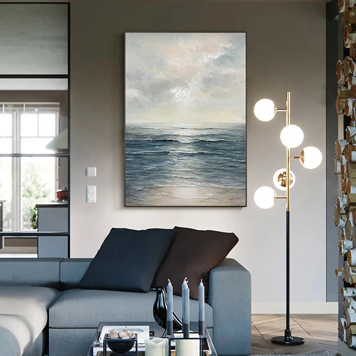 TRANQUIL SHORES: Serene Coastal Landscape Oil Painting