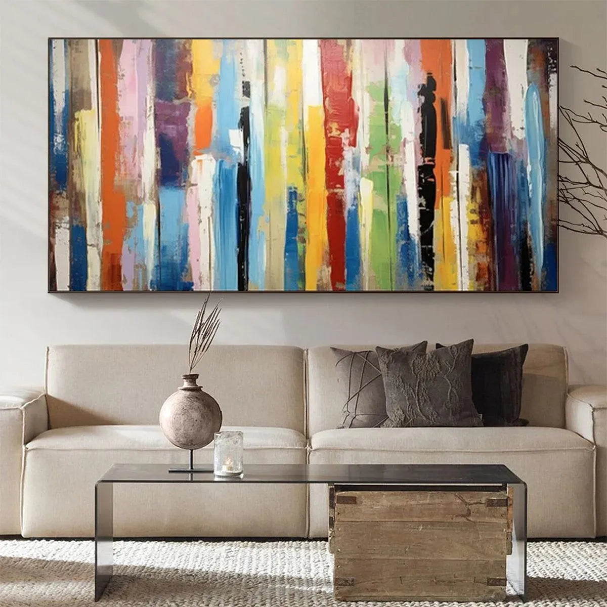 COLOR HARMONY: Abstract Painting with Colorful Vertical Stripes