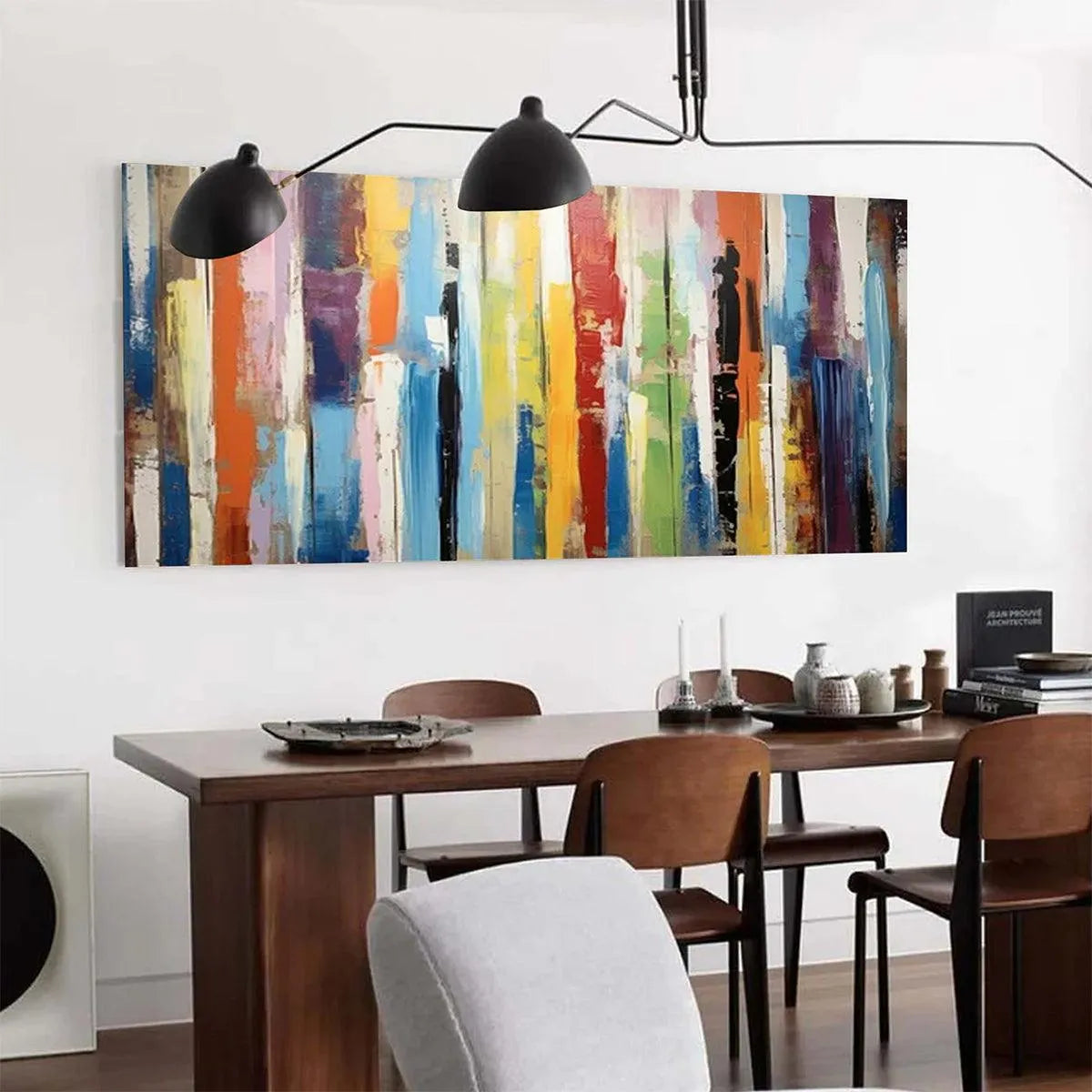 COLOR HARMONY: Abstract Painting with Colorful Vertical Stripes