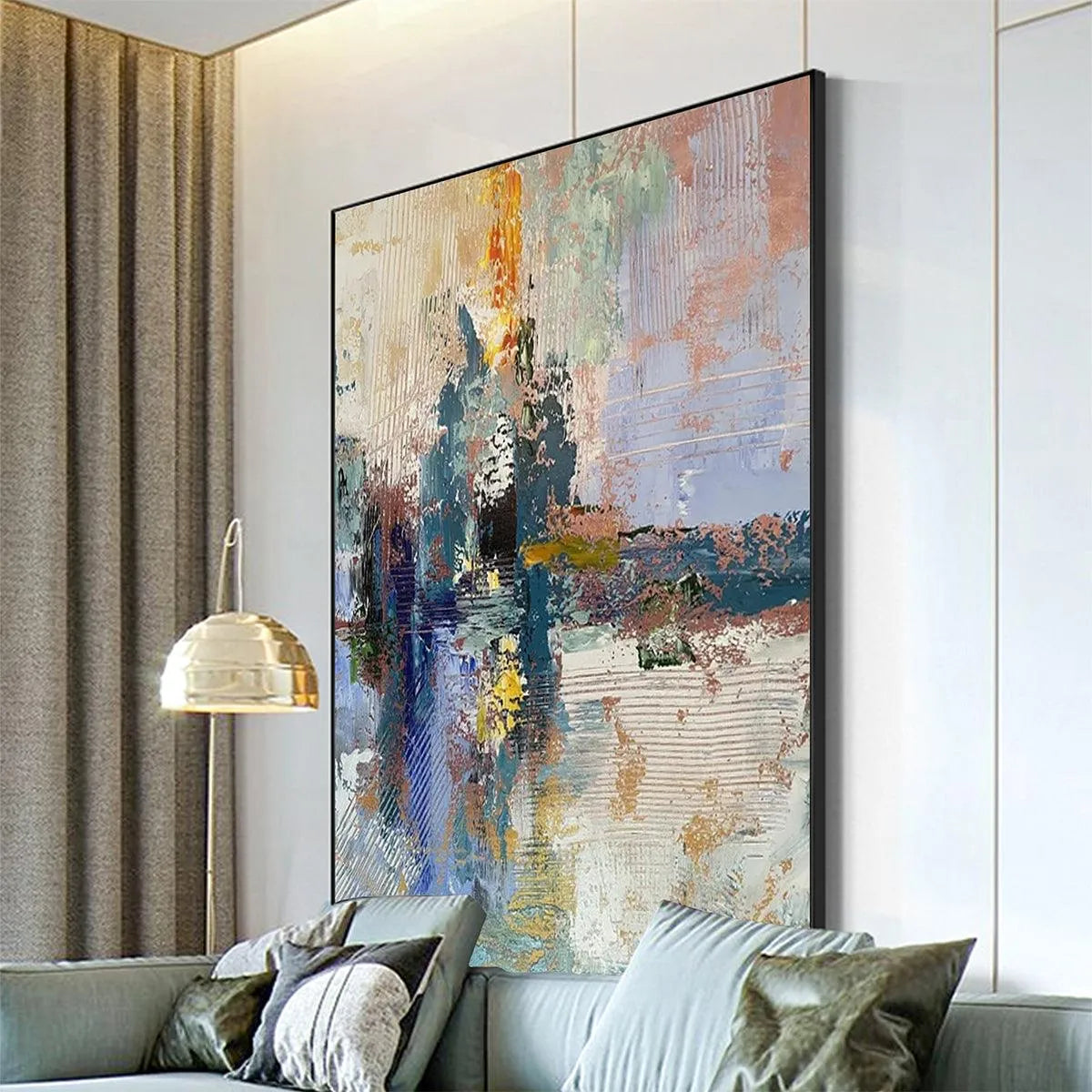 HAZY SKIES: Colorful Abstract Painting, Textured Wall Art, Vertical Canvas, Modern Art