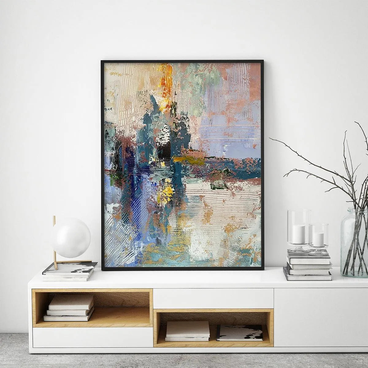 HAZY SKIES: Colorful Abstract Painting, Textured Wall Art, Vertical Canvas, Modern Art