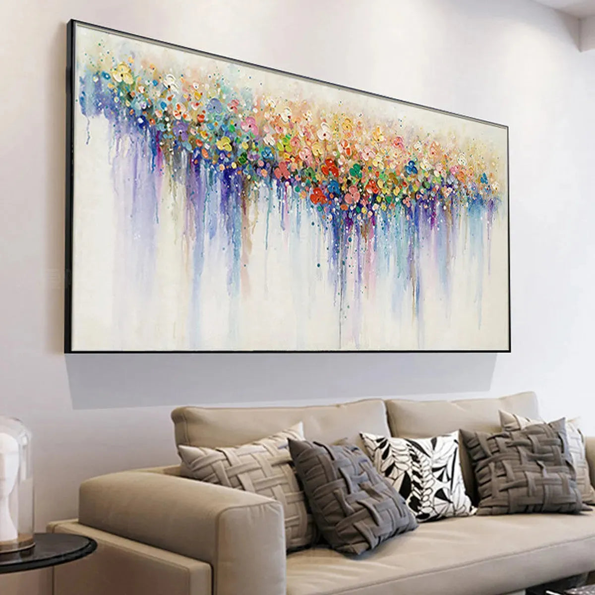 FLOWERFALL: Panoramic Abstract Floral Oil Painting with Watercolor Effect