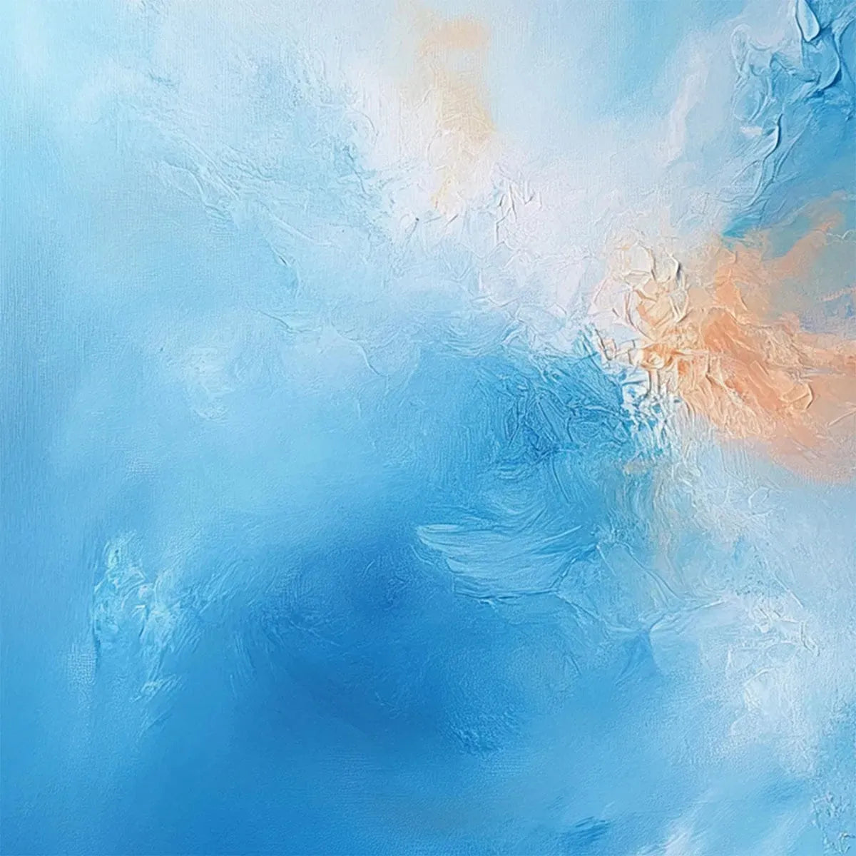 SKYSCAPE SERENITY: Abstract Blue and Peach Oil Painting