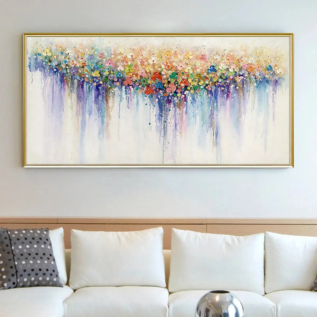 FLOWERFALL: Panoramic Abstract Floral Oil Painting with Watercolor Effect