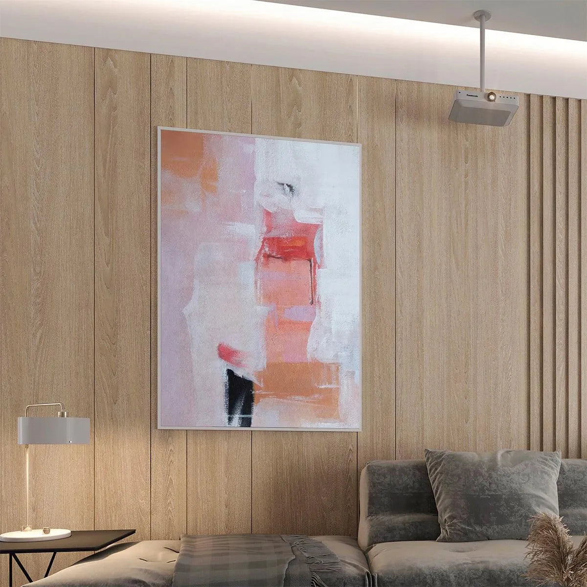 BLUSHING DAWN: Pink Abstract Painting, Textured Wall Art, Vertical Canvas, Minimalist Decor