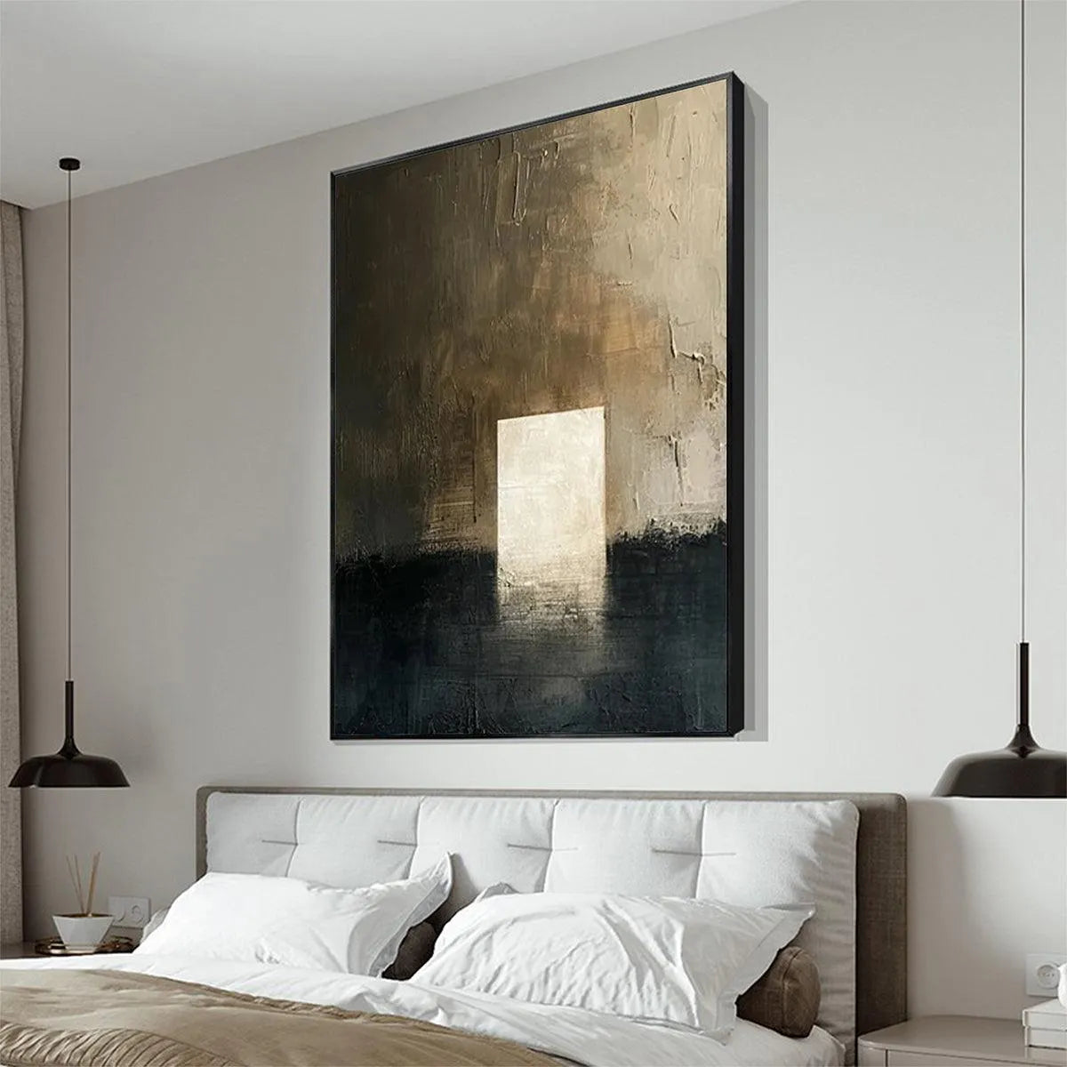 MINIMALIST DOORWAY: Textured Abstract Painting, Vertical Wall Art