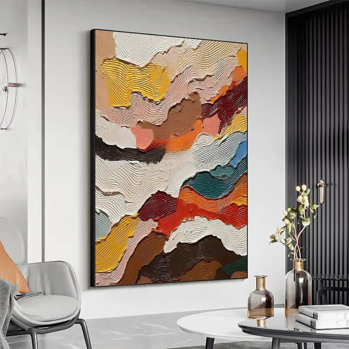 ABSTRACT LANDSCAPE: Textured Abstract Painting, Colorful Landscape Wall Art, Vertical Canvas, Impasto Decor