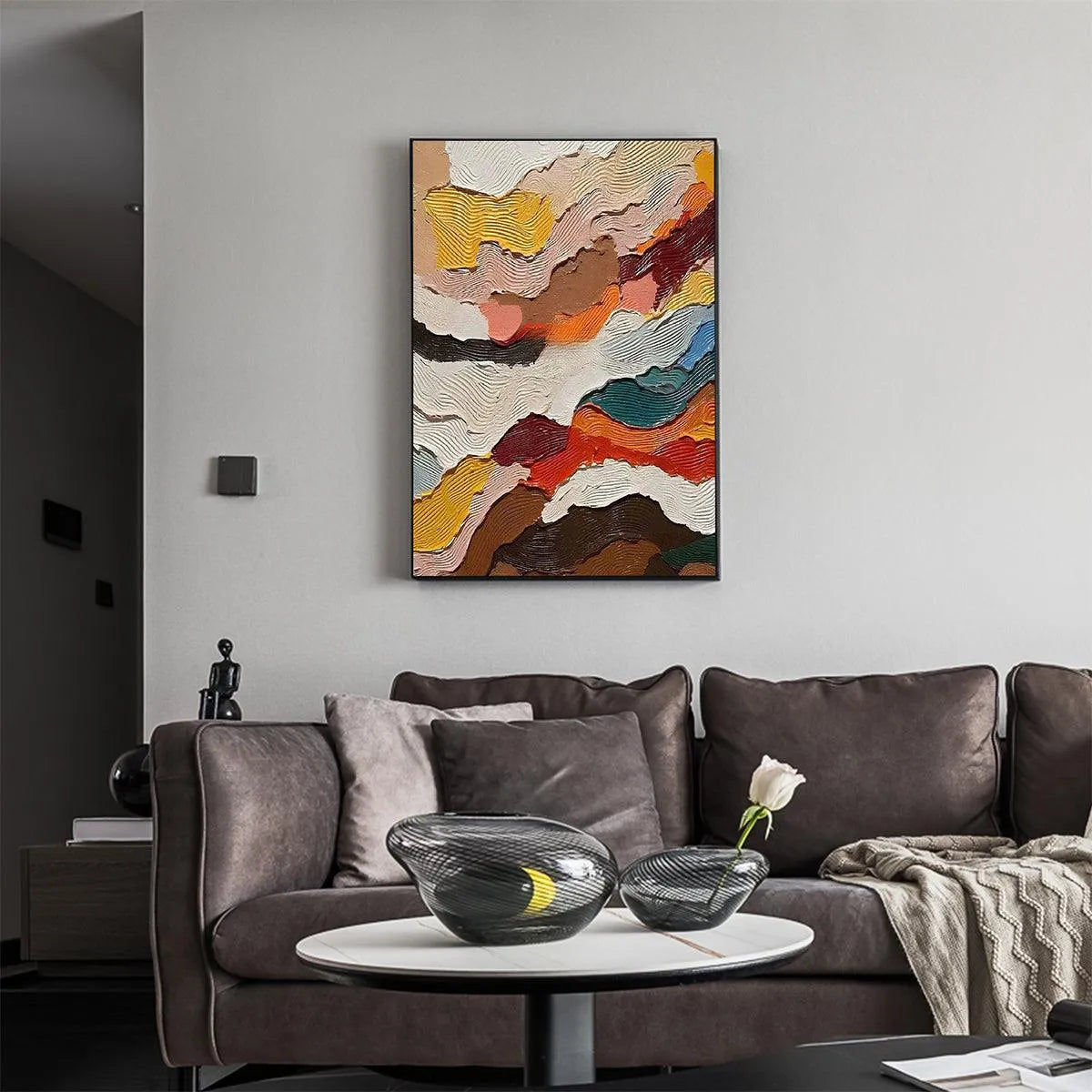 ABSTRACT LANDSCAPE: Textured Abstract Painting, Colorful Landscape Wall Art, Vertical Canvas, Impasto Decor