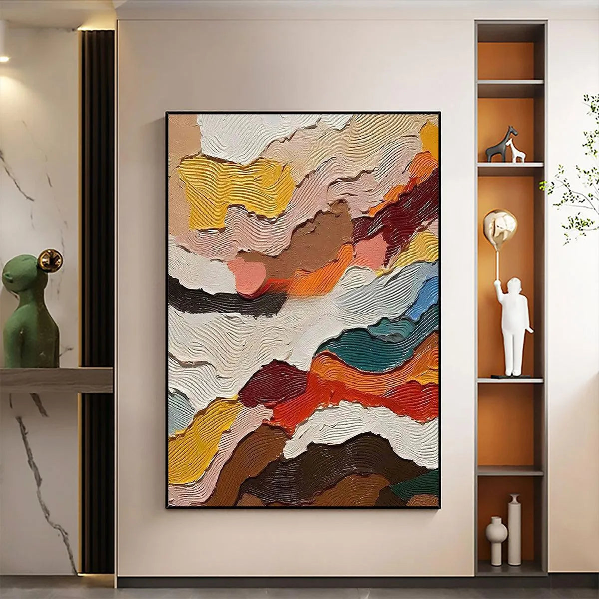 ABSTRACT LANDSCAPE: Textured Abstract Painting, Colorful Landscape Wall Art, Vertical Canvas, Impasto Decor