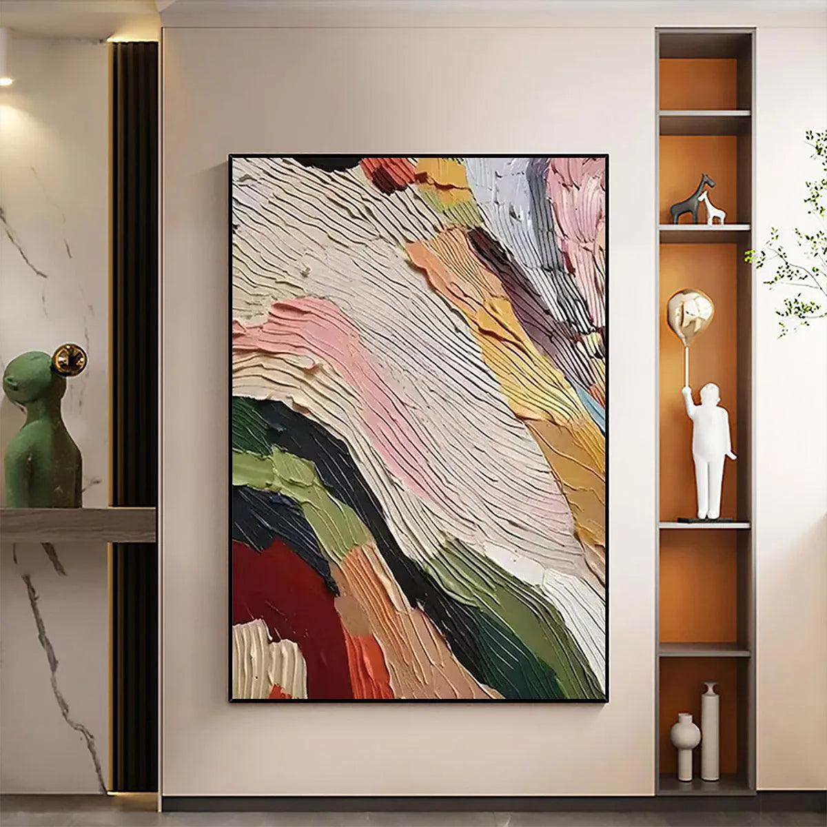 COLORFUL RIDGE: Textured Abstract Painting, Colorful Wall Art, Vertical Canvas, Impasto Decor