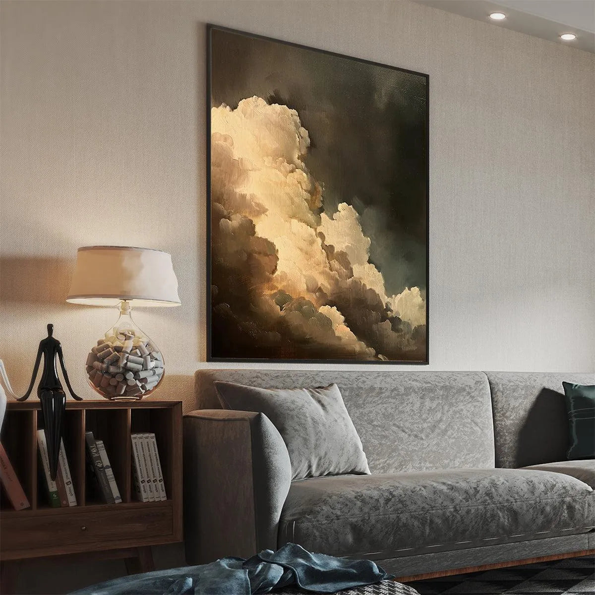 EVENING CLOUDS: Textured Cloudscape Painting, Vertical Wall Art