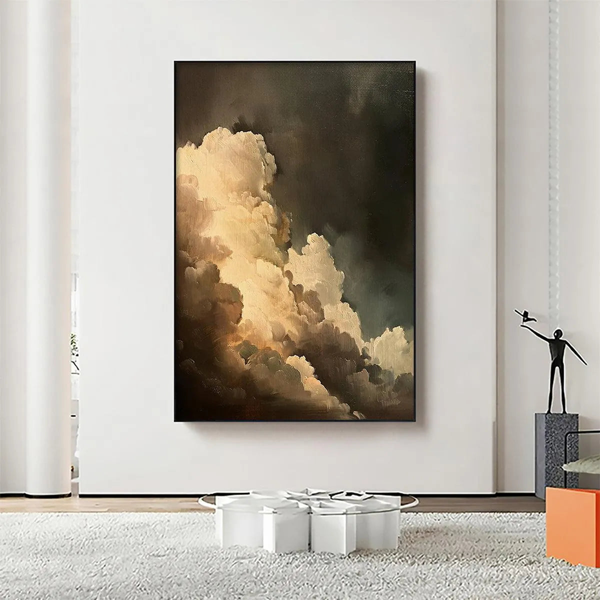 EVENING CLOUDS: Textured Cloudscape Painting, Vertical Wall Art