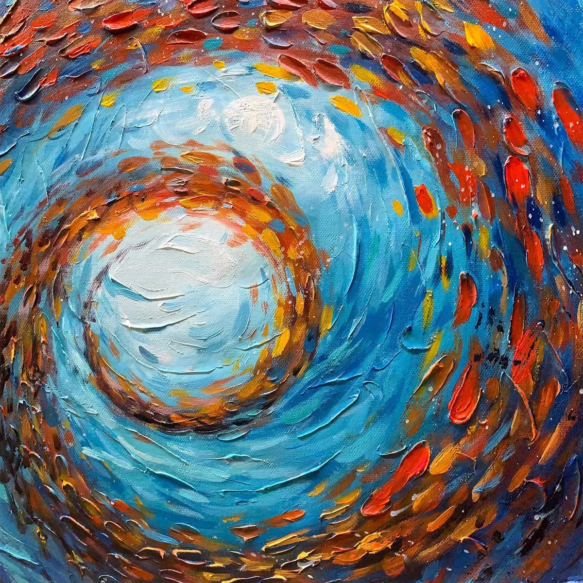 OCEANIC VORTEX: Vertical Fish Painting, Impasto