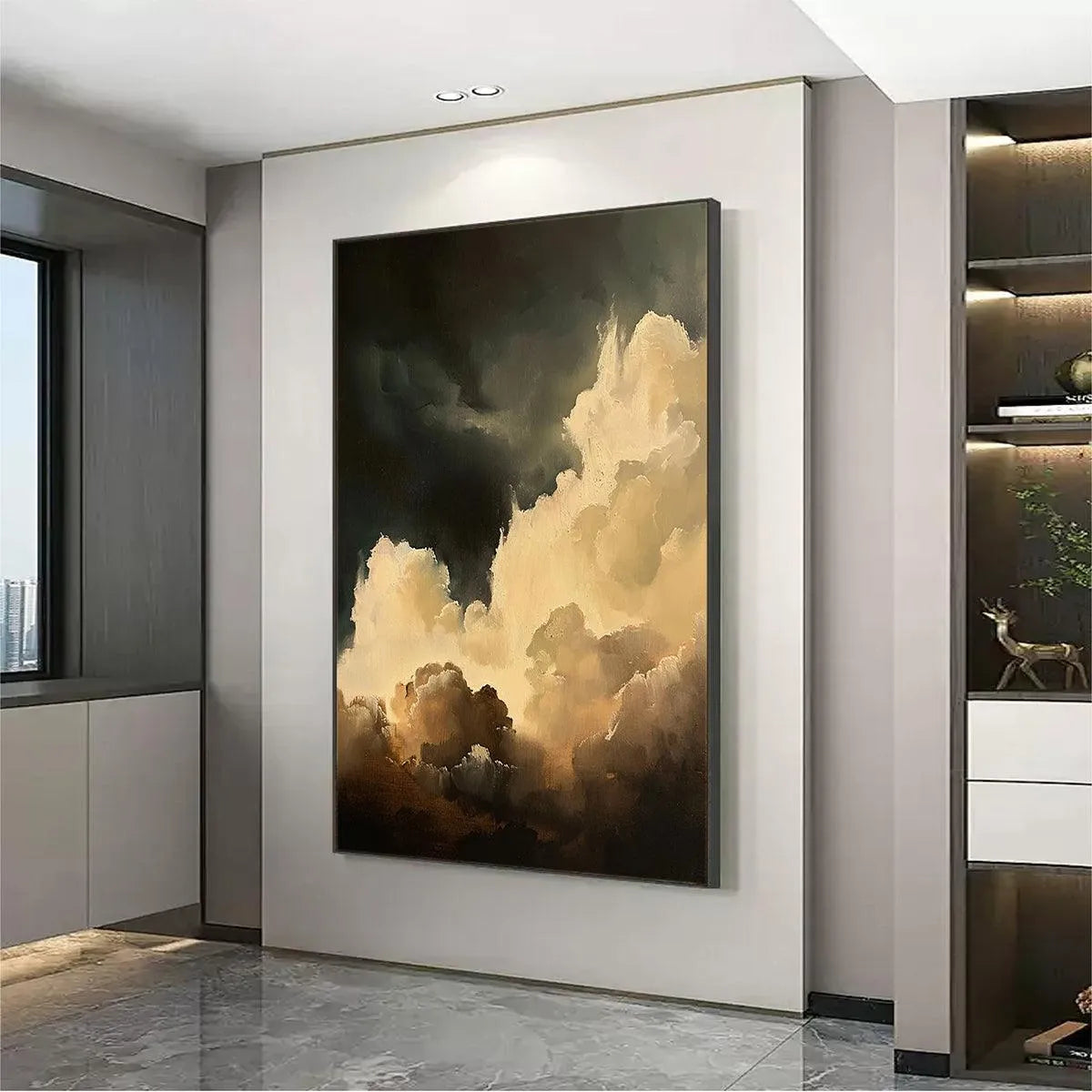 STORMY SKIES: Textured Cloudscape Painting, Vertical Wall Art