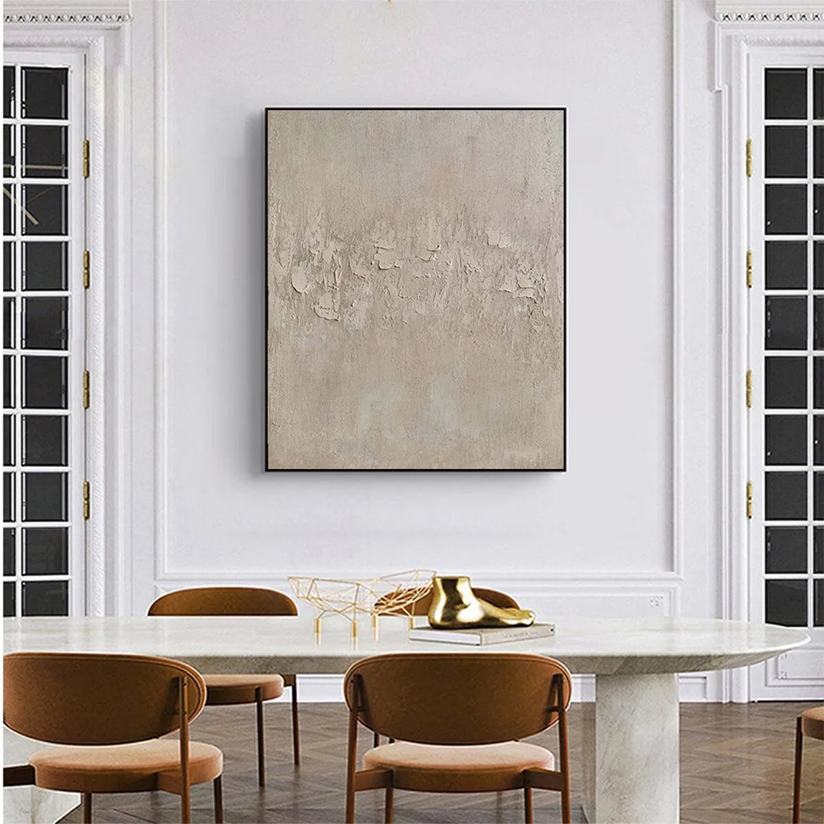 TEXTURED BEIGE ABSTRACT: Minimalist Textured Painting, Square Wall Art