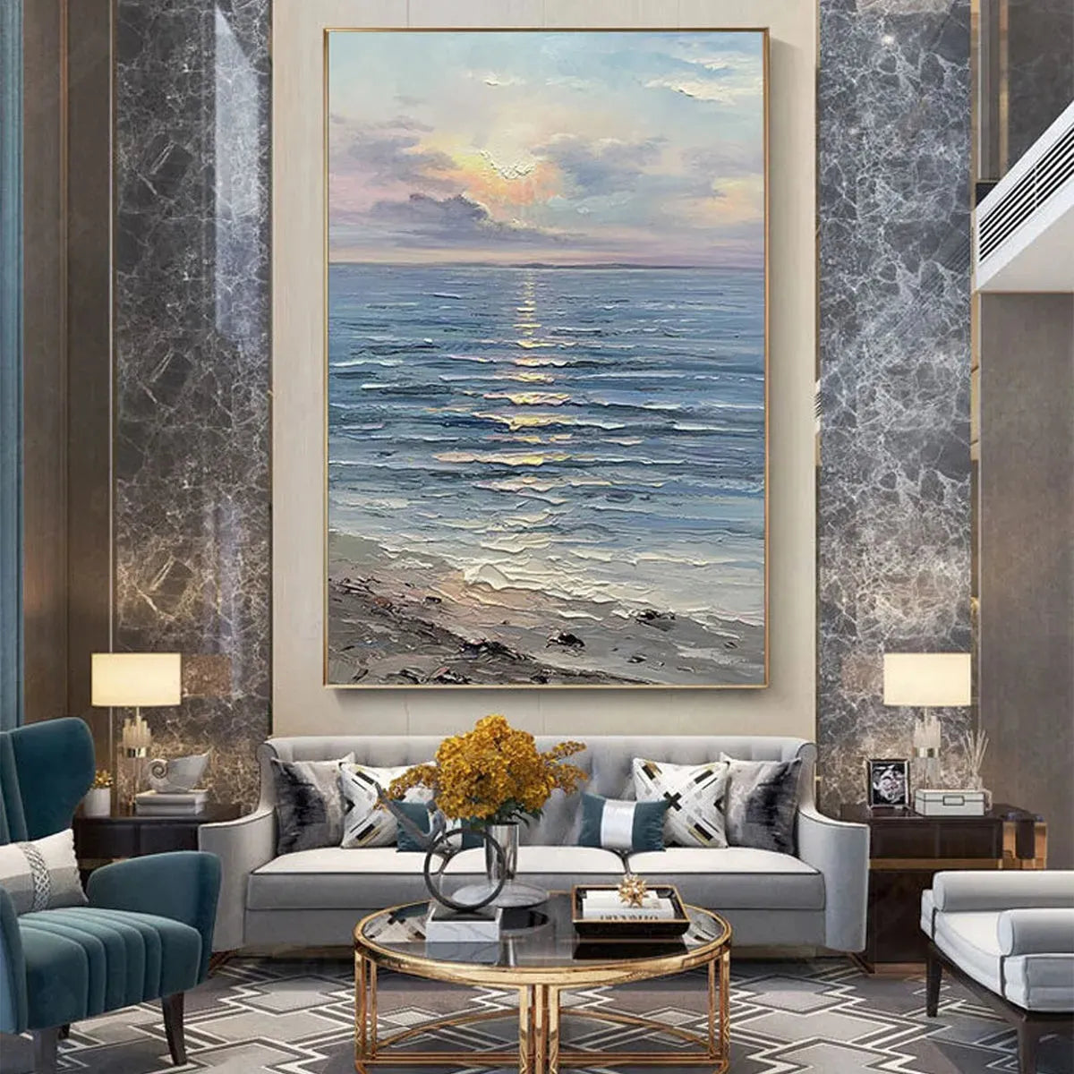 SERENE SEASCAPE: Vertical Ocean Painting