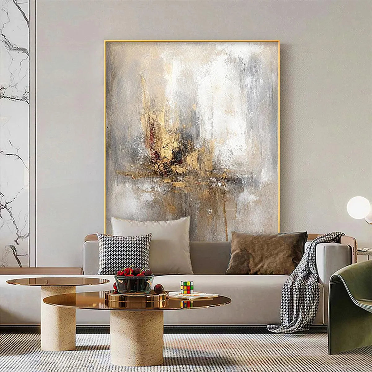 GOLDEN ABSTRACT: Textured Abstract Painting, Vertical Wall Art