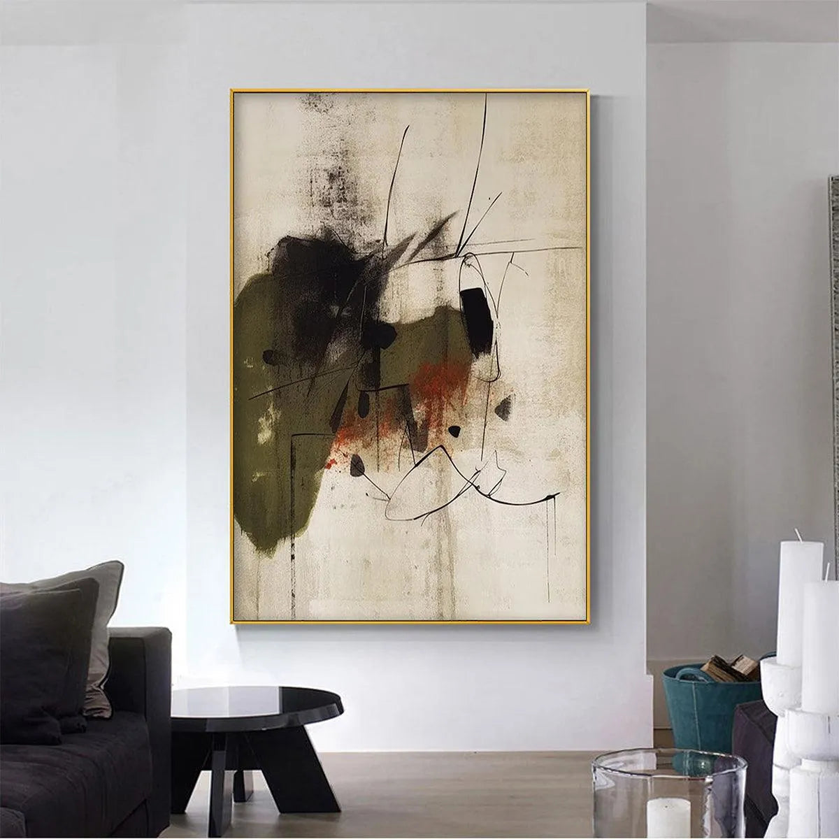 UNTITLED ABSTRACT: Minimalist Abstract Painting, Vertical Wall Art