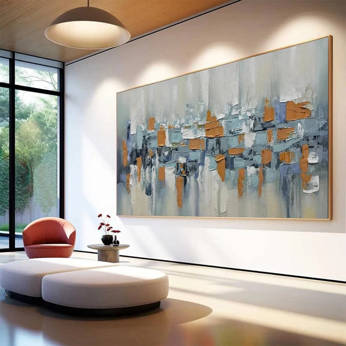 URBAN ABSTRACT: Textured Abstract Painting, Modern Wall Art, Panoramic Canvas, Office Decor