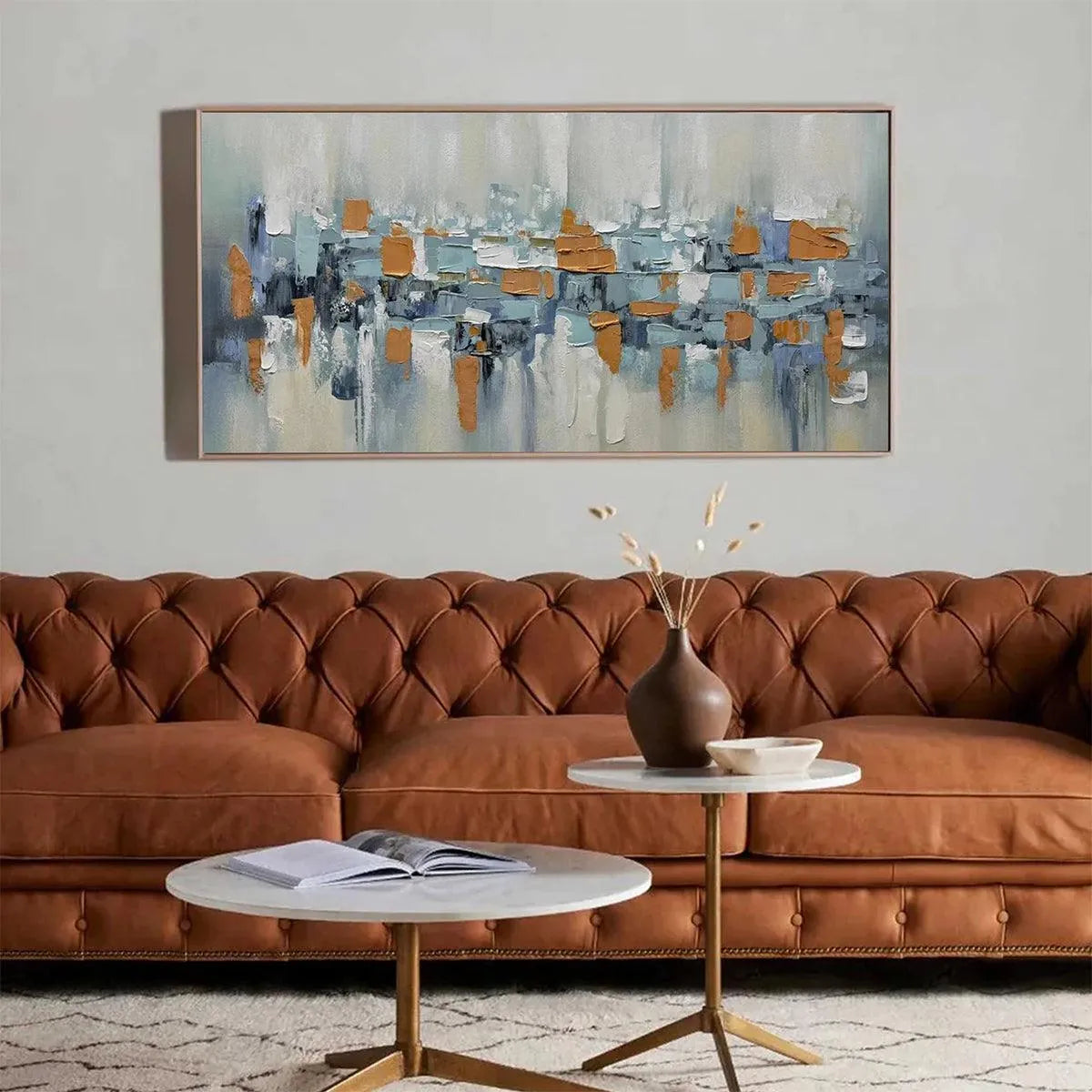 URBAN ABSTRACT: Textured Abstract Painting, Modern Wall Art, Panoramic Canvas, Office Decor