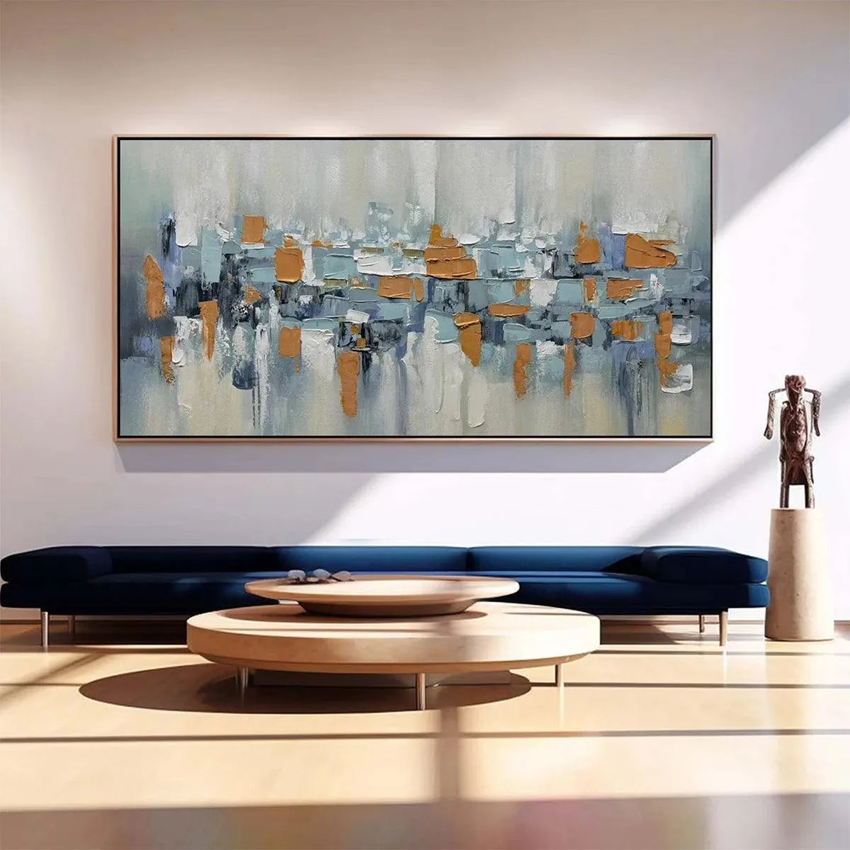 URBAN ABSTRACT: Textured Abstract Painting, Modern Wall Art, Panoramic Canvas, Office Decor