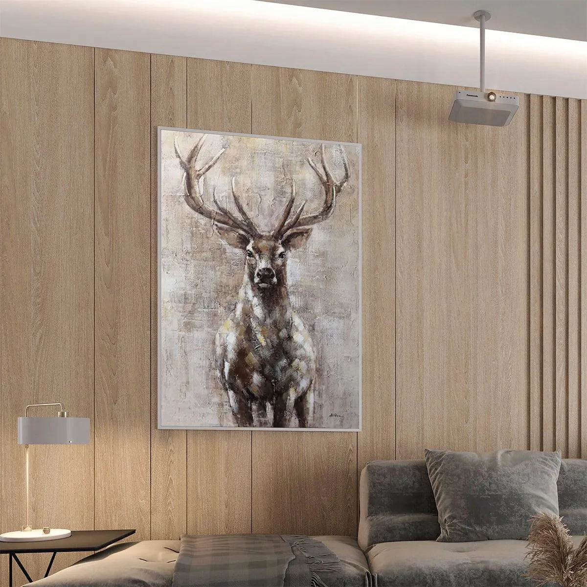 MAJESTIC STAG: Textured Stag Painting, Vertical Wall Art