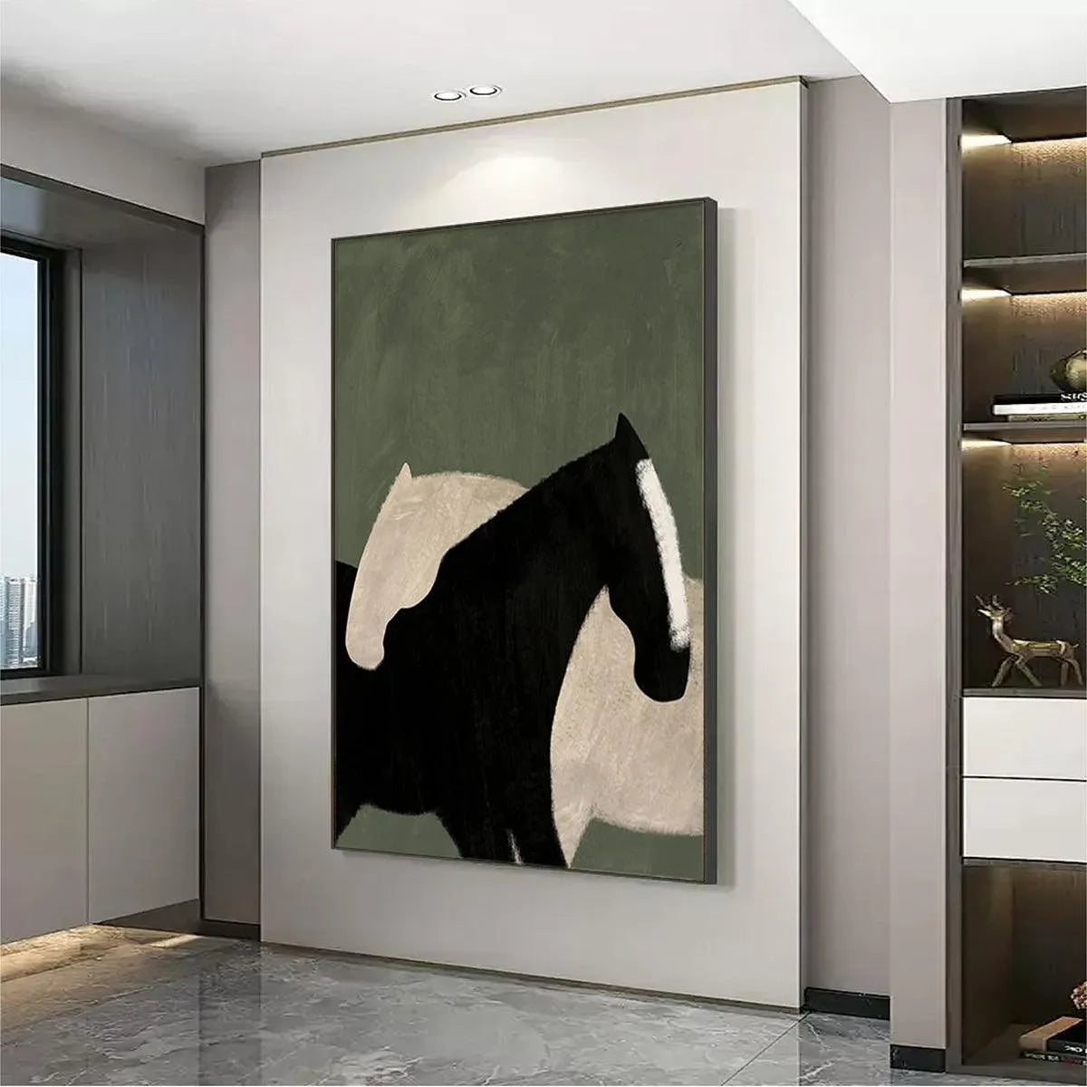 MINIMALIST HORSES: Abstract Horse Painting, Vertical Wall Art