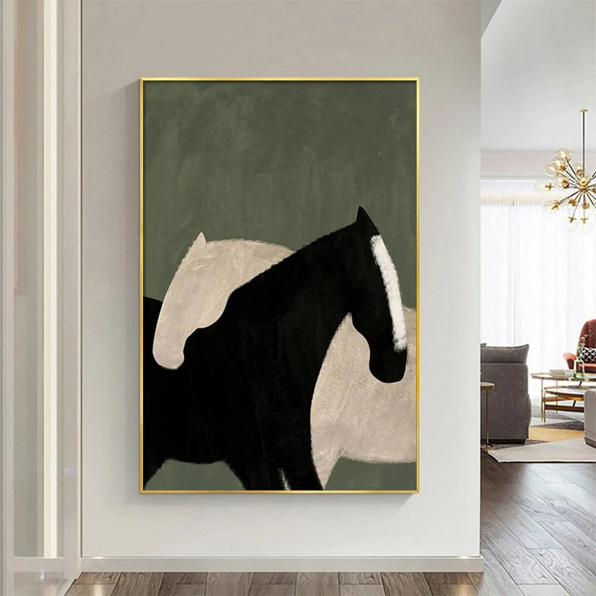 MINIMALIST HORSES: Abstract Horse Painting, Vertical Wall Art