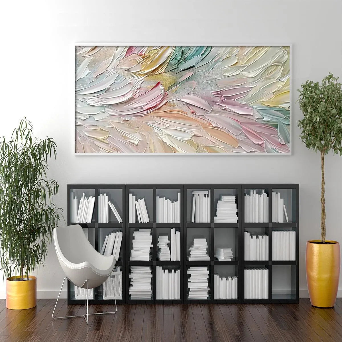 PASTEL DREAM: Textured Abstract Painting in Soft Hues, Horizontal Wall Art