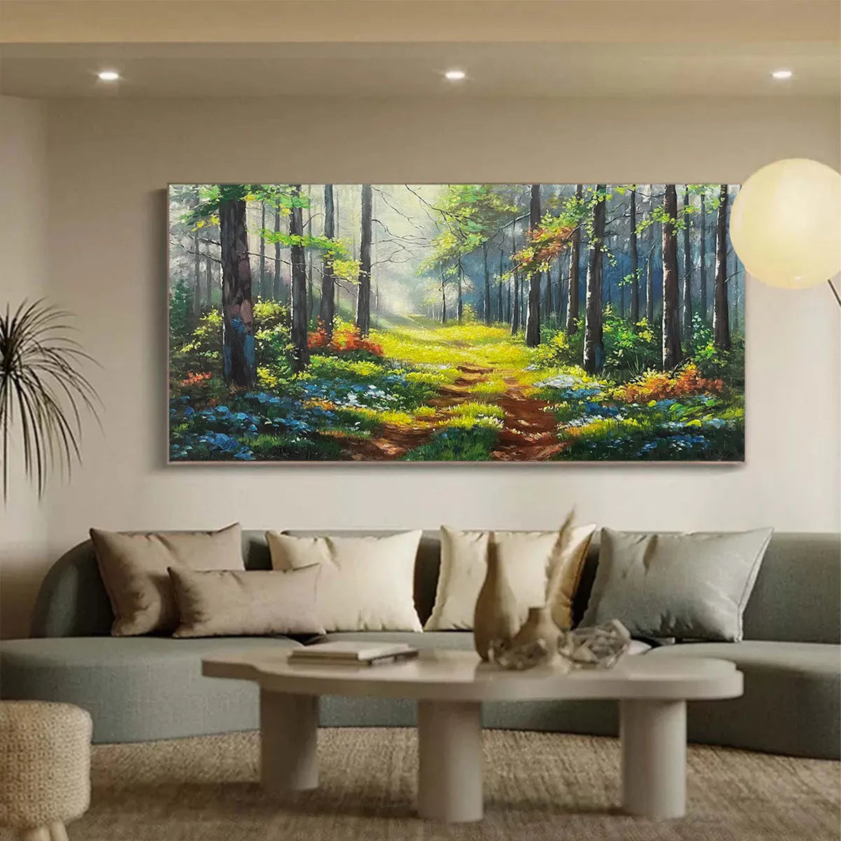 FOREST PATH: Forest Landscape Painting, Nature Trail, Green, Living Room, Bedroom, Office