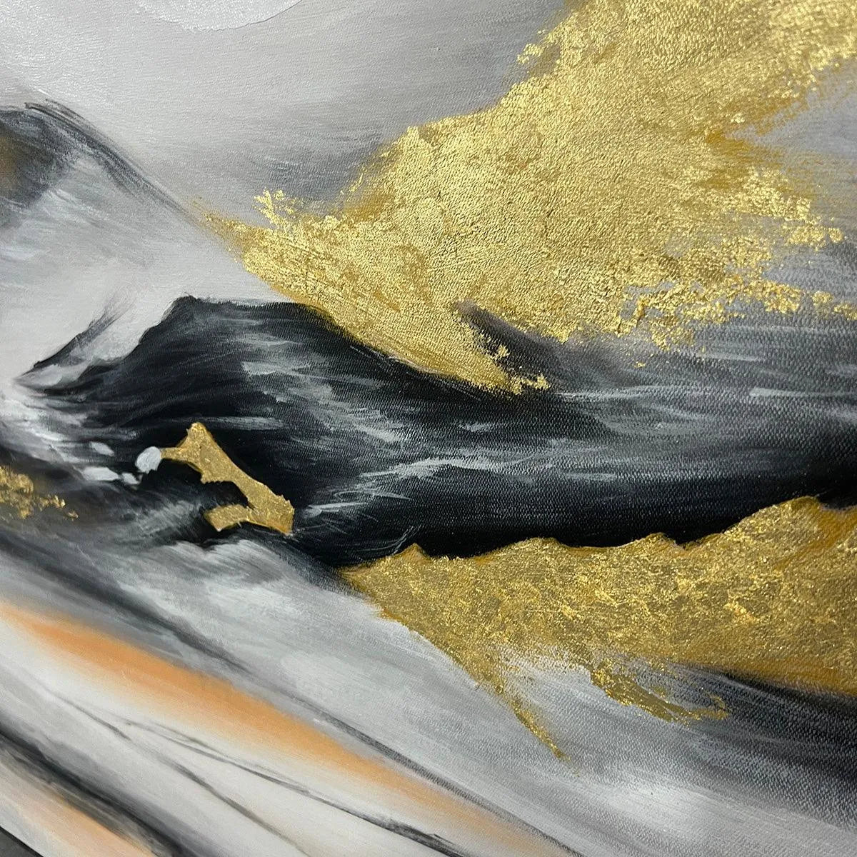 Black and Gold Mountain Oil Painting - Abstract Art