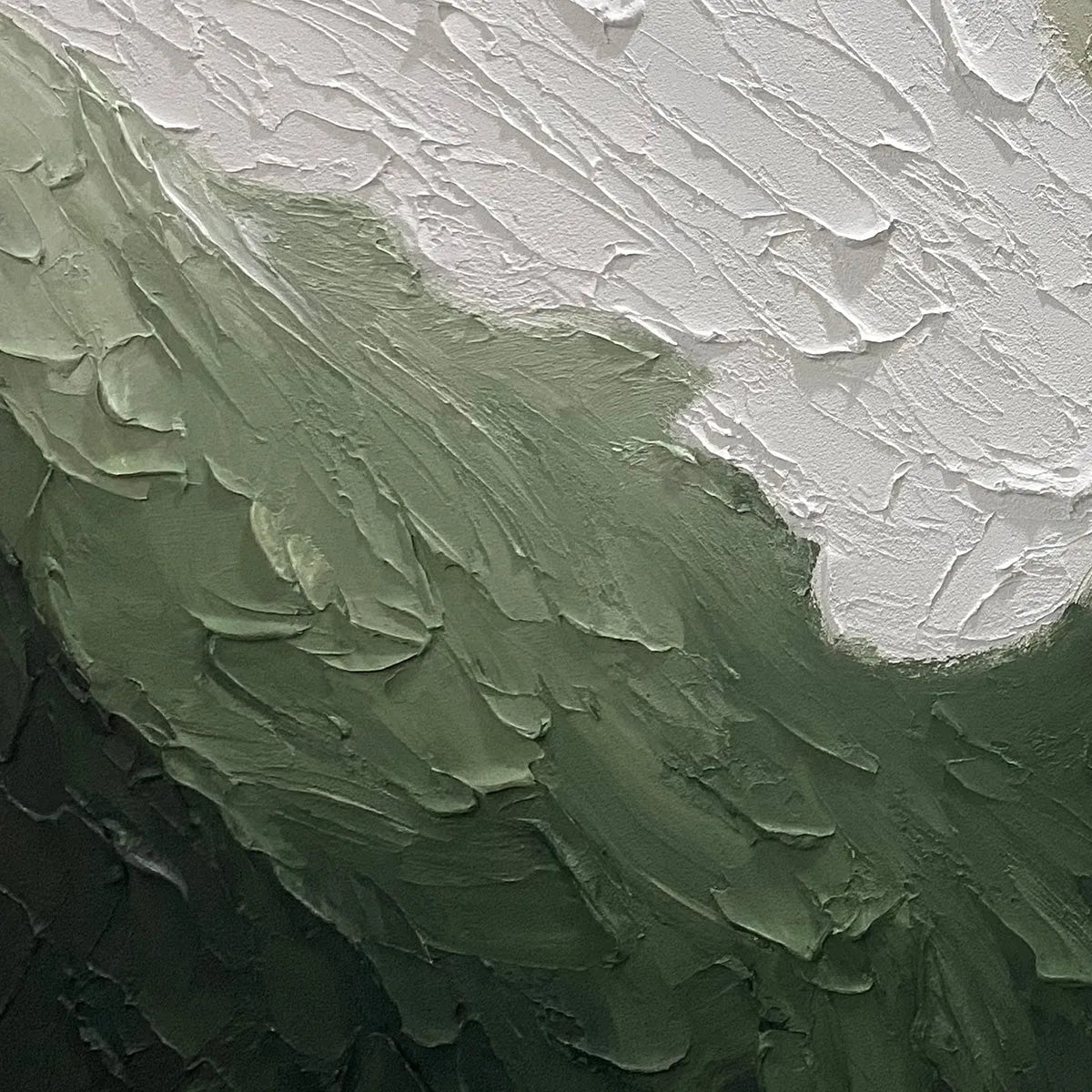 EMERALD FLOW: Textured Abstract Landscape Painting in Greens and White