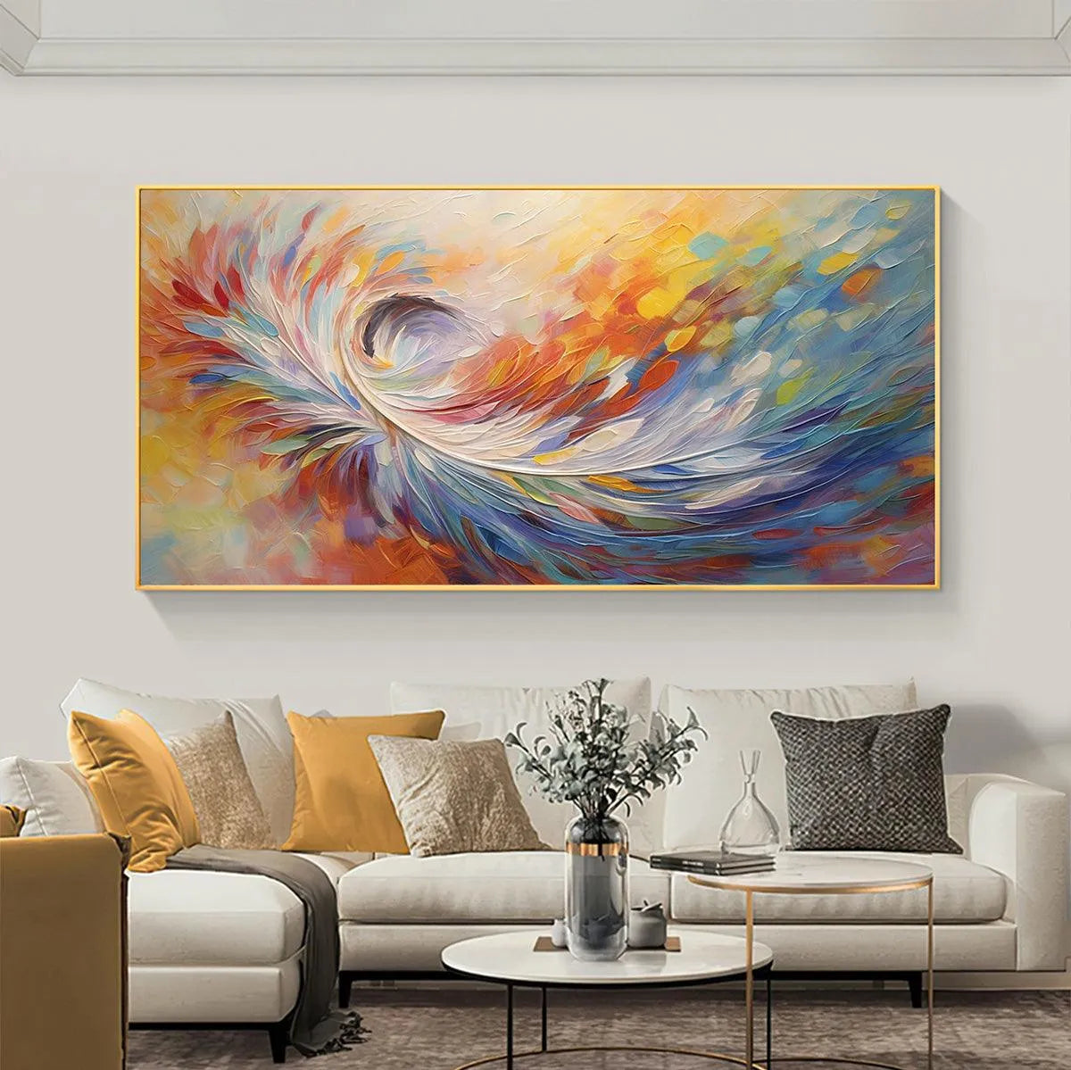 Abstract Swirl Oil Painting - Colorful Wall Art Decor