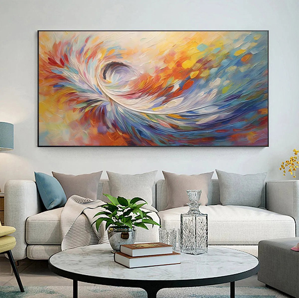 Abstract Swirl Oil Painting - Colorful Wall Art Decor