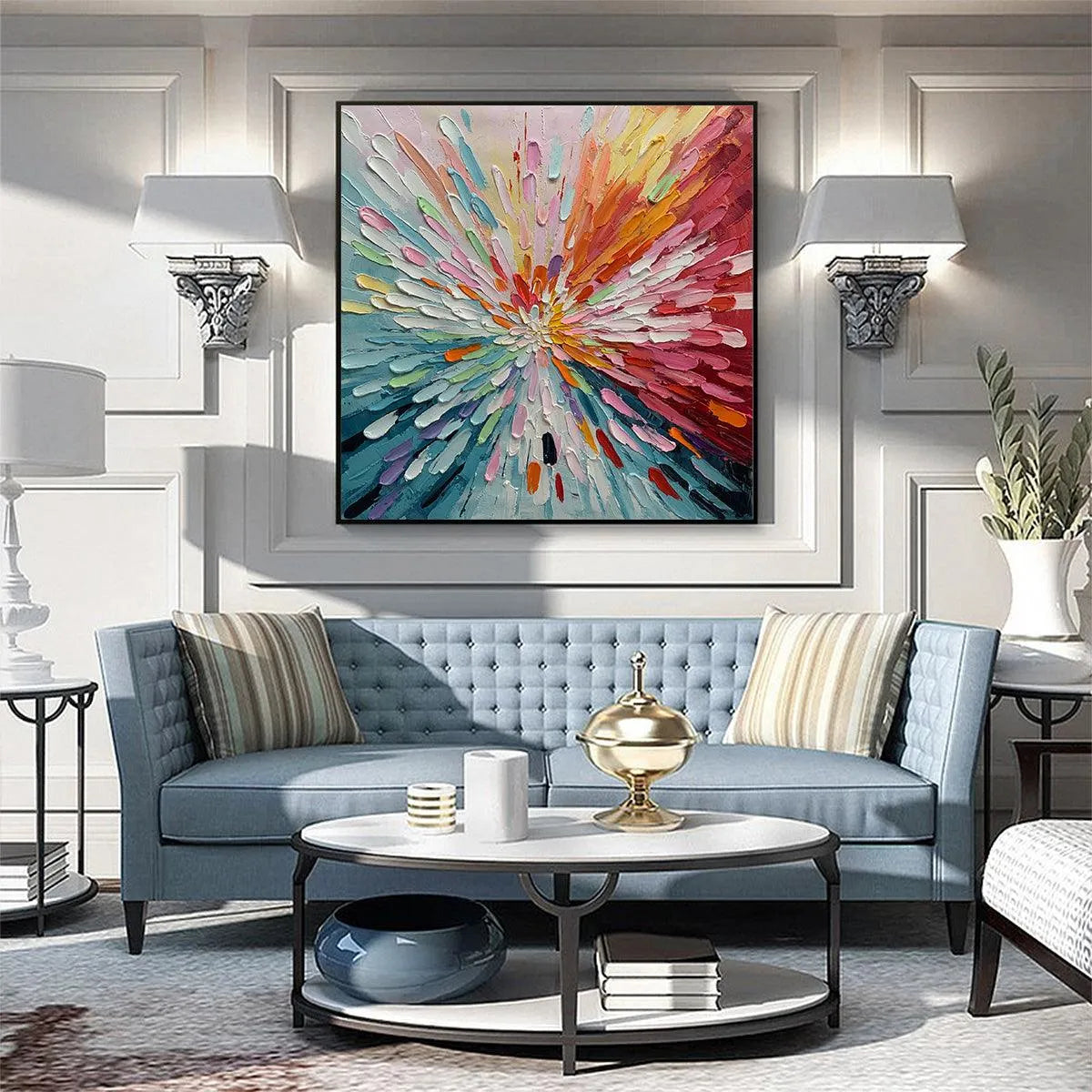 Colorful Abstract Burst Oil Painting - Modern Art