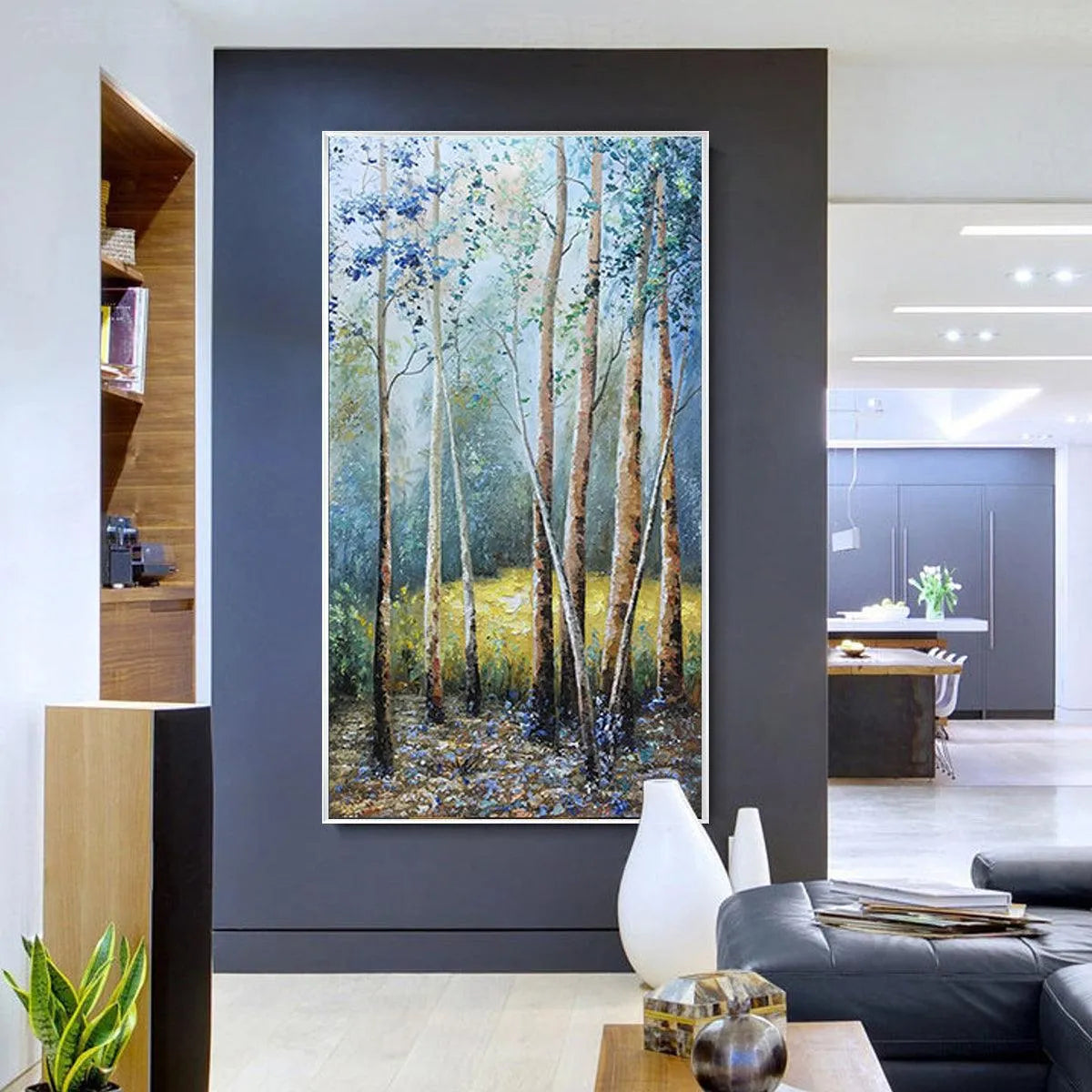 BIRCHLIGHT GLADE: Vertical Forest Landscape Oil Painting