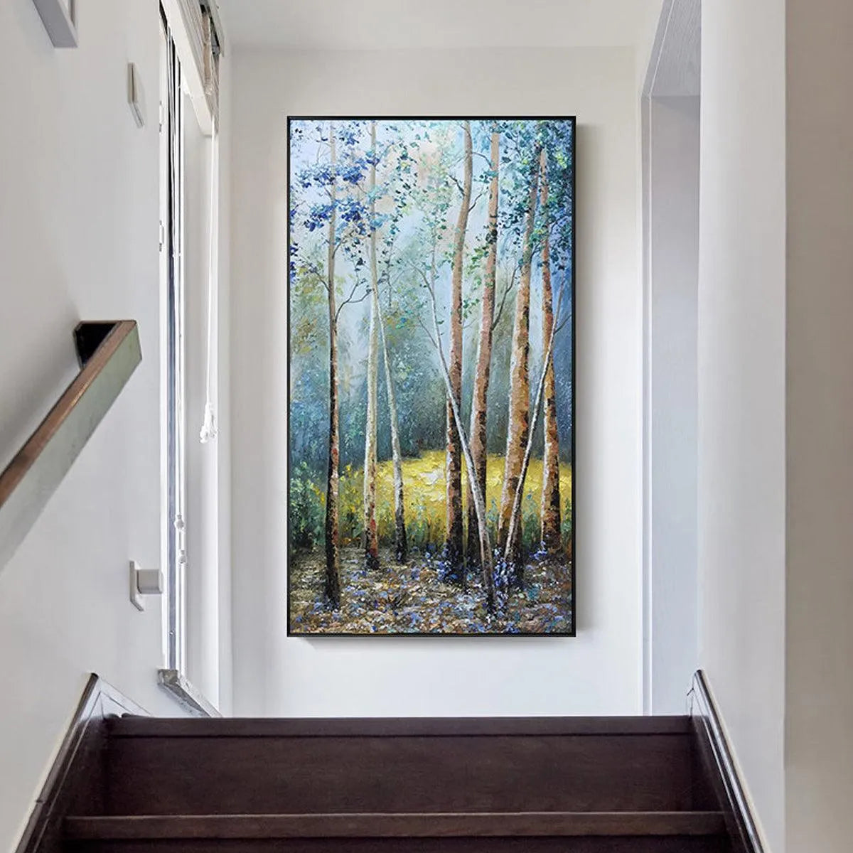 BIRCHLIGHT GLADE: Vertical Forest Landscape Oil Painting