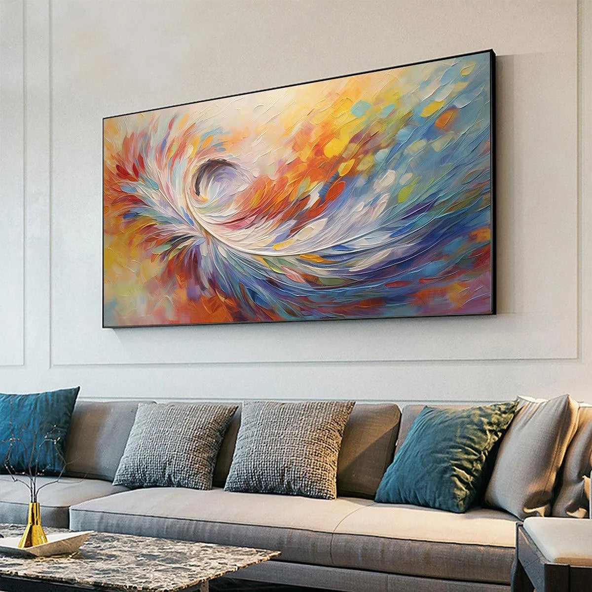 Abstract Swirl Oil Painting - Colorful Wall Art Decor