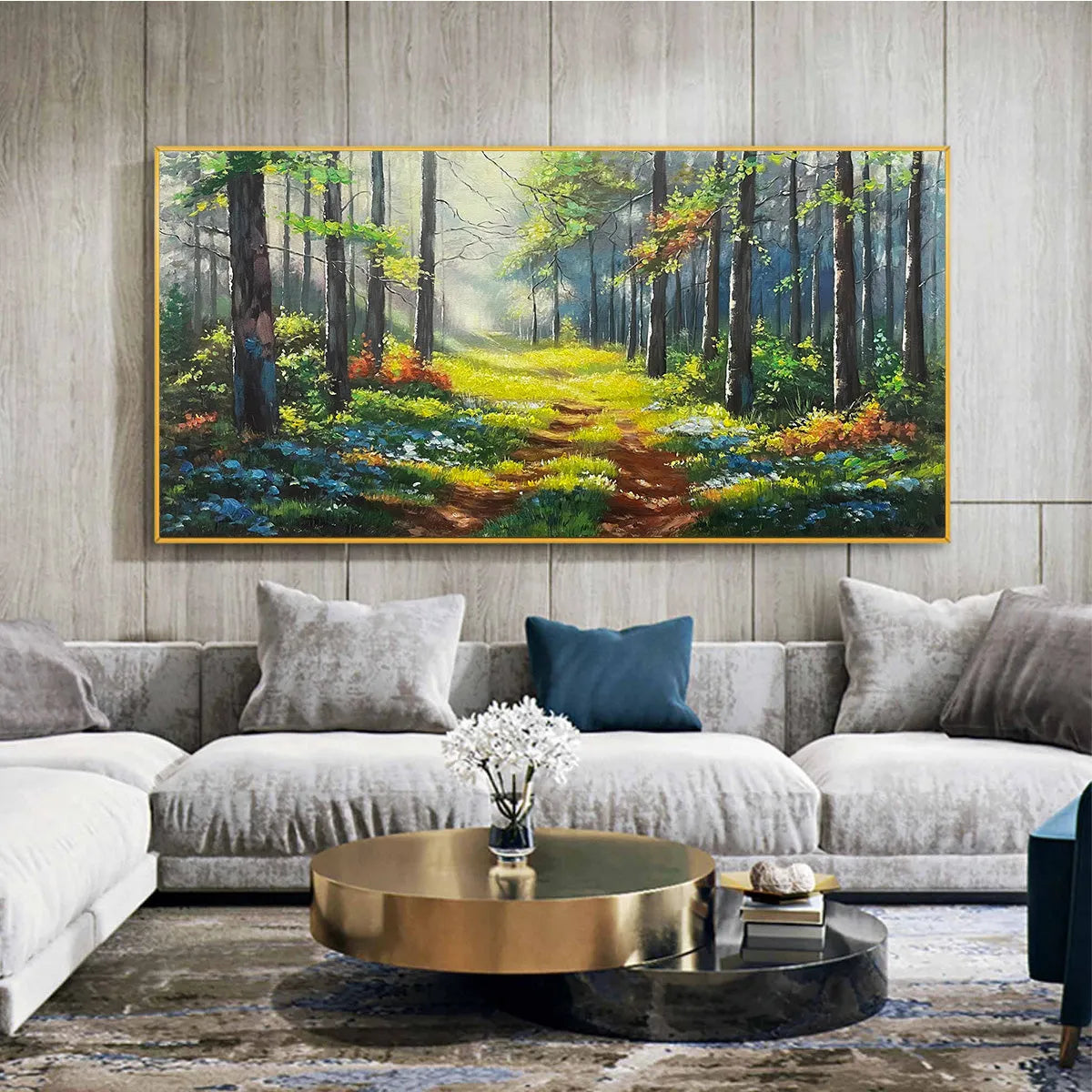 FOREST PATH: Forest Landscape Painting, Nature Trail, Green, Living Room, Bedroom, Office