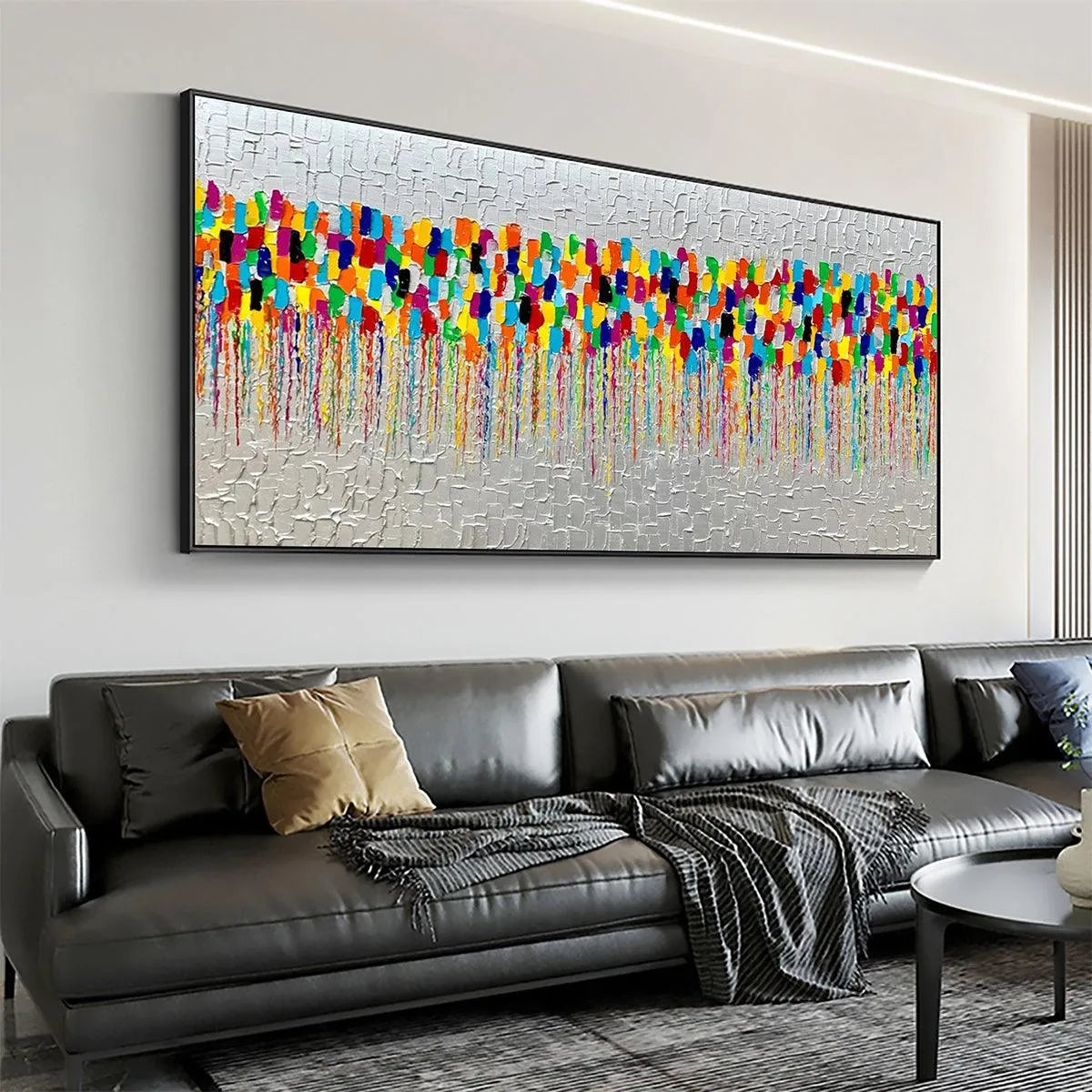 COLORFALL: Vibrant Abstract Oil Painting on Silver Leaf