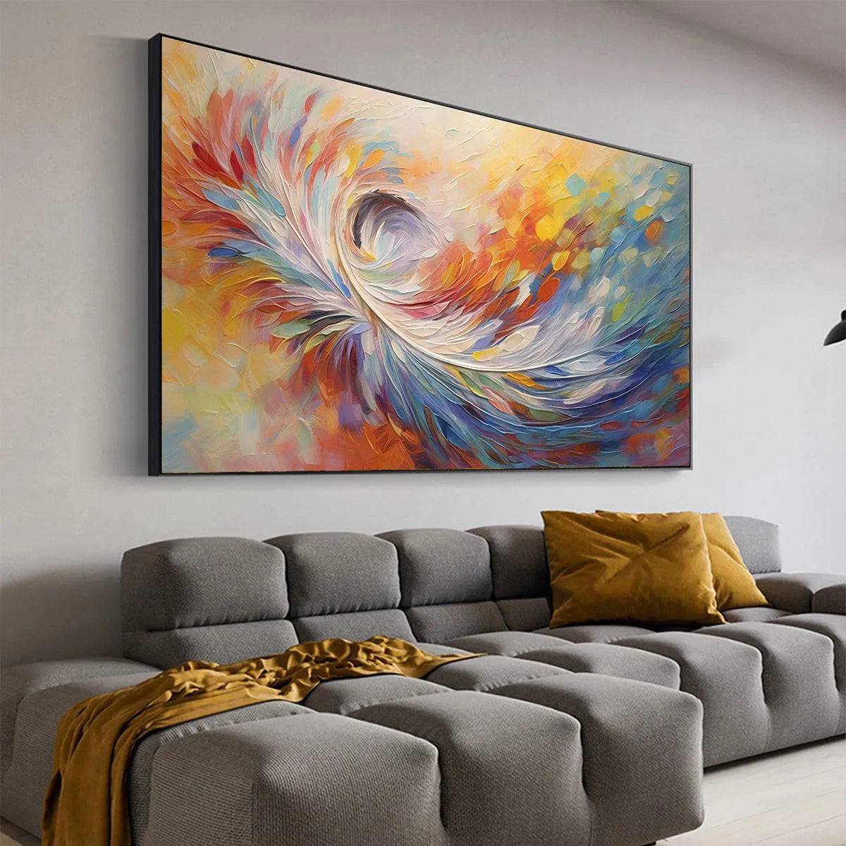 Abstract Swirl Oil Painting - Colorful Wall Art Decor